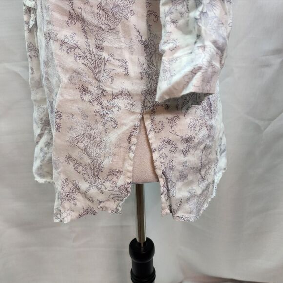 Malvin I Love Linen White and Purple Floral Linen Tunic Size Small - Picture 7 of 9